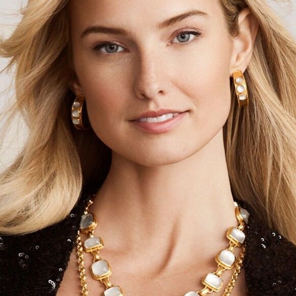 Brand new! $195 Julie Vos Loop Earrings Color: blue gold - Picture 6 of 7